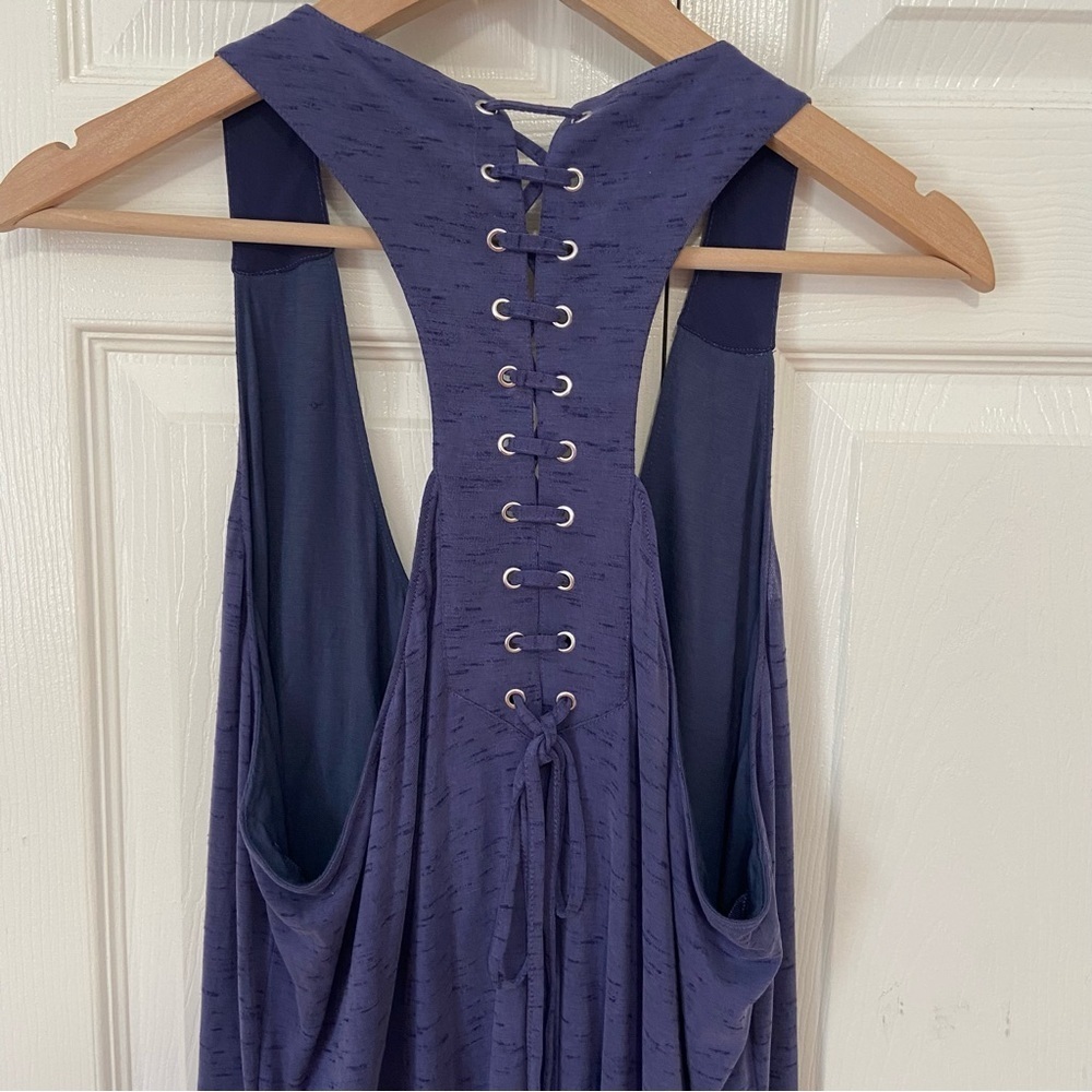 Anthropologie NWT Lace Up Racer Back Purple Long Casual Maxi Dress Size XL - Picture 5 of 8